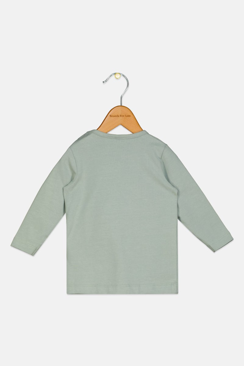 NAME IT Toddlers Girl Crew Neck Crew Neck Long Sleeve Top, Sage Green - Image 2