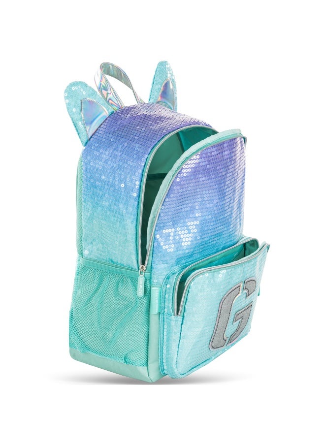 Eazy Kids Eazy Kids 17" Set of 3 Backpack w/ Lunch Bag and Pencil Case - Girl Glitter Green  - Image 3