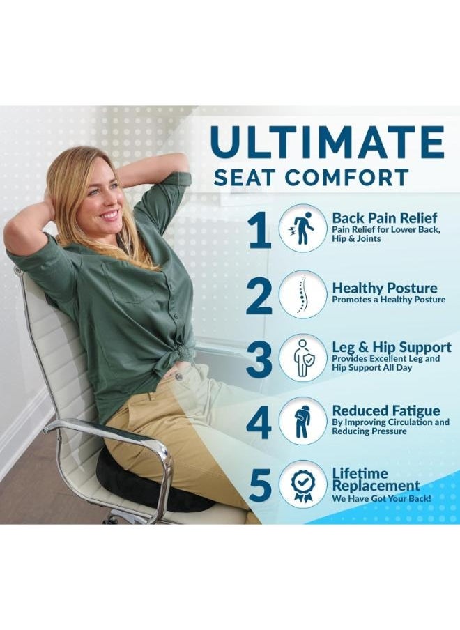 Eoptify Black Cooling Gel Seat Cushion – Memory Foam Orthopedic Cushion for Back Pain Relief, Coccyx Support, Non-Slip Chair Pillow for Car and Office  - Image 2