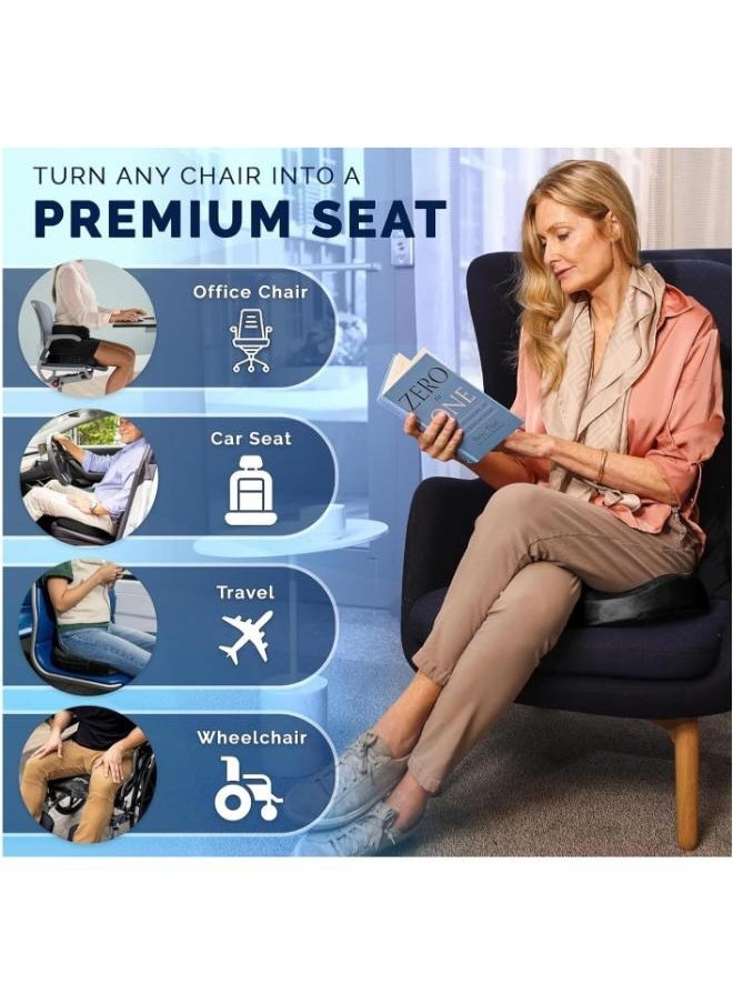 Eoptify Black Cooling Gel Seat Cushion – Memory Foam Orthopedic Cushion for Back Pain Relief, Coccyx Support, Non-Slip Chair Pillow for Car and Office  - Image 3
