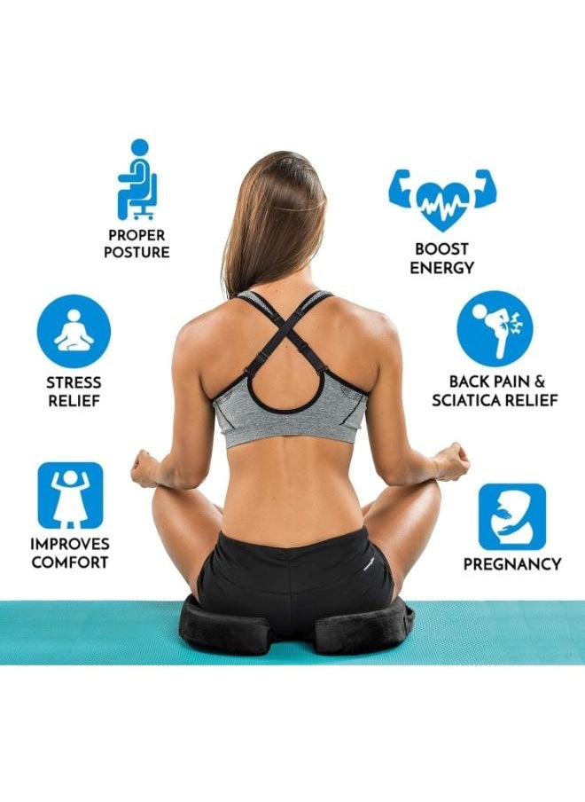 Eoptify Black Cooling Gel Seat Cushion – Memory Foam Orthopedic Cushion for Back Pain Relief, Coccyx Support, Non-Slip Chair Pillow for Car and Office  - Image 5