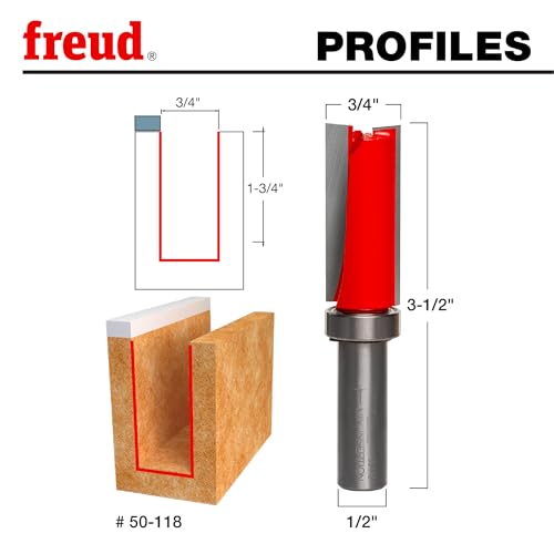 Freud 50-118 3/4" x 1-3/4" Top Bearing Flush Trim Router Bit, 1/2" Shank - Image 2