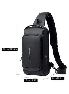 Joyelink Anti Theft Sling Bag for Men, USB Charging Sport Sling Anti-Theft Shoulder Bag, Waterproof Chest Bag Motorcycle Bag Usb Charging Messenger Sling Shoulder Bags  - Image 2