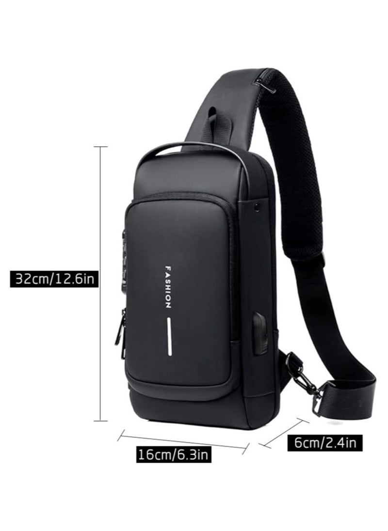Joyelink Anti Theft Sling Bag for Men, USB Charging Sport Sling Anti-Theft Shoulder Bag, Waterproof Chest Bag Motorcycle Bag Usb Charging Messenger Sling Shoulder Bags  - Image 2