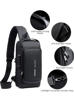 Joyelink Anti Theft Sling Bag for Men, USB Charging Sport Sling Anti-Theft Shoulder Bag, Waterproof Chest Bag Motorcycle Bag Usb Charging Messenger Sling Shoulder Bags  - Image 3