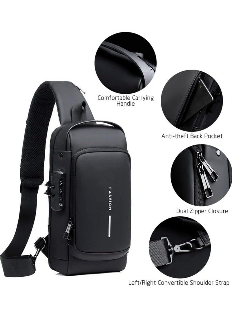 Joyelink Anti Theft Sling Bag for Men, USB Charging Sport Sling Anti-Theft Shoulder Bag, Waterproof Chest Bag Motorcycle Bag Usb Charging Messenger Sling Shoulder Bags  - Image 3