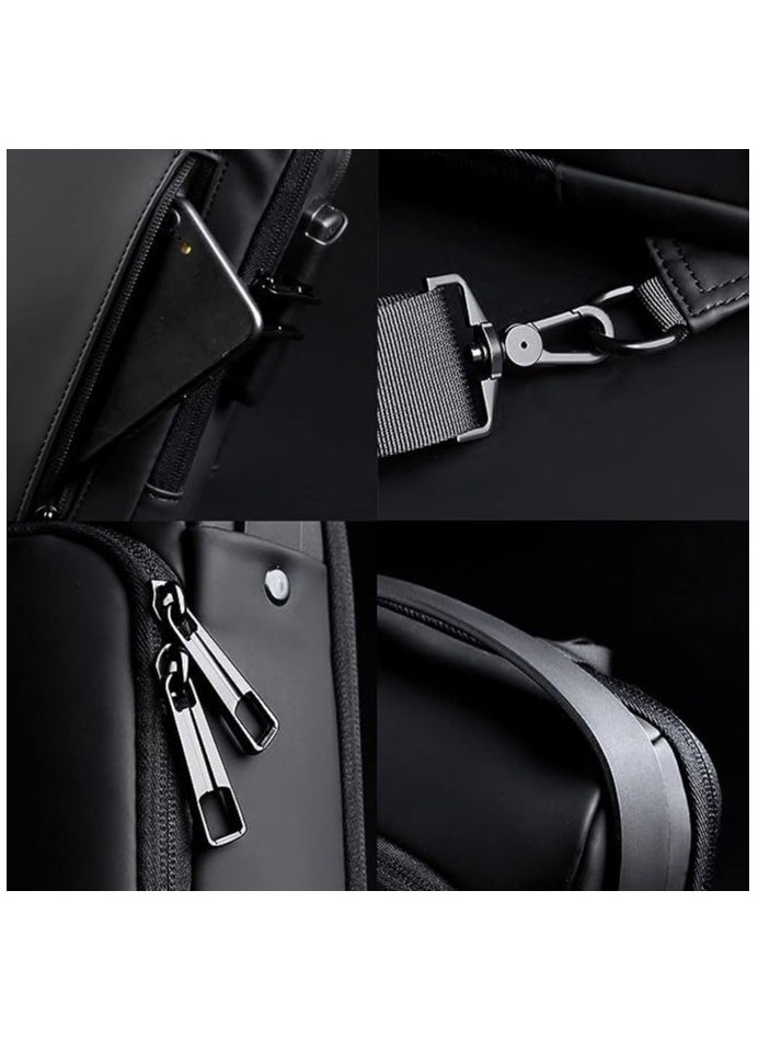Joyelink Anti Theft Sling Bag for Men, USB Charging Sport Sling Anti-Theft Shoulder Bag, Waterproof Chest Bag Motorcycle Bag Usb Charging Messenger Sling Shoulder Bags  - Image 4