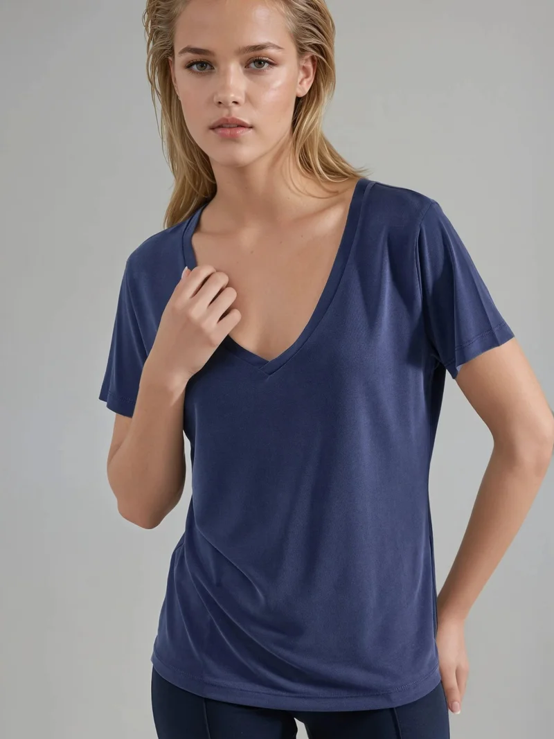 بوسيم BUSEM V-Neck Short Sleeve Modal Blouse