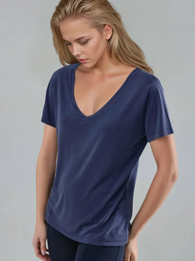 بوسيم BUSEM V-Neck Short Sleeve Modal Blouse