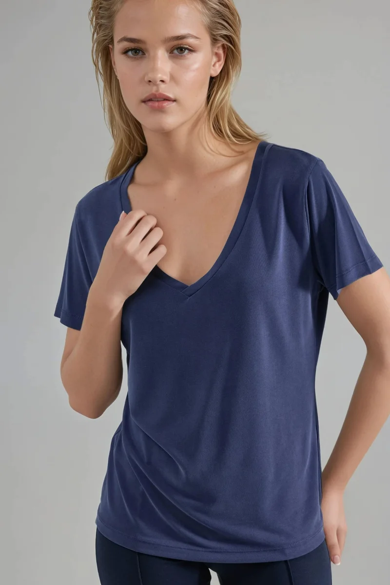 BUSEM V-Neck Short Sleeve Modal Blouse