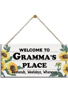 SARVADA DECOR Gramma Wood SignWelcome To GrammaS Place SignWelcome Decor For Gramma HomeDecorative Wood Hanging Wood PlaqueRustic Door SignWall Decor ArtGramma Birthday GiftMotherS Day Gift 6x12 Inch  - Image 1