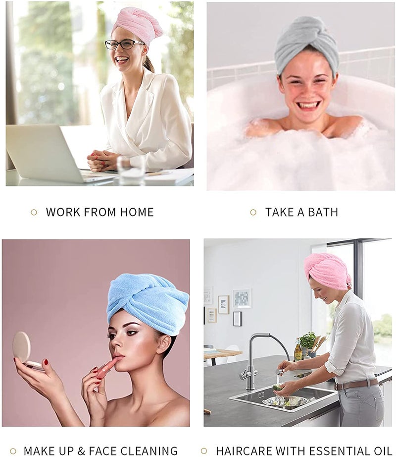 Rezdax Microfiber Hair Towel Wrap 3 Pack Super Absorbent Quick Dry Hair Turban Hair Drying Towels for Womens Curly Long Thick Hair MultiColor - Image 4