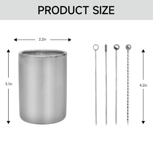 Lexenic 12Pack Metal Cocktail Picks + Holder Kit, Premium 304 Stainless Steel Cocktail Toothpicks,Reusable Skewers,Garnish Picks, Martini Picks for Olives Appetizers Fruit (12 Threads Silvery) - Image 5
