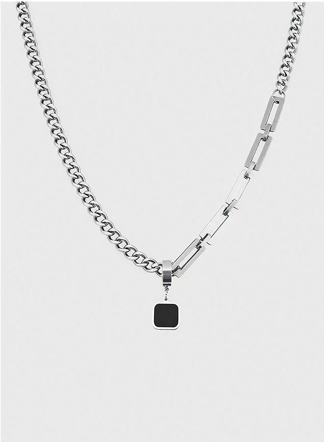 Happy D Minimalist Cuban Chain Necklace For Men, Dual Use Detachable Earnail Pendant Splicing Titanium Steel Lock Chain - Image 5