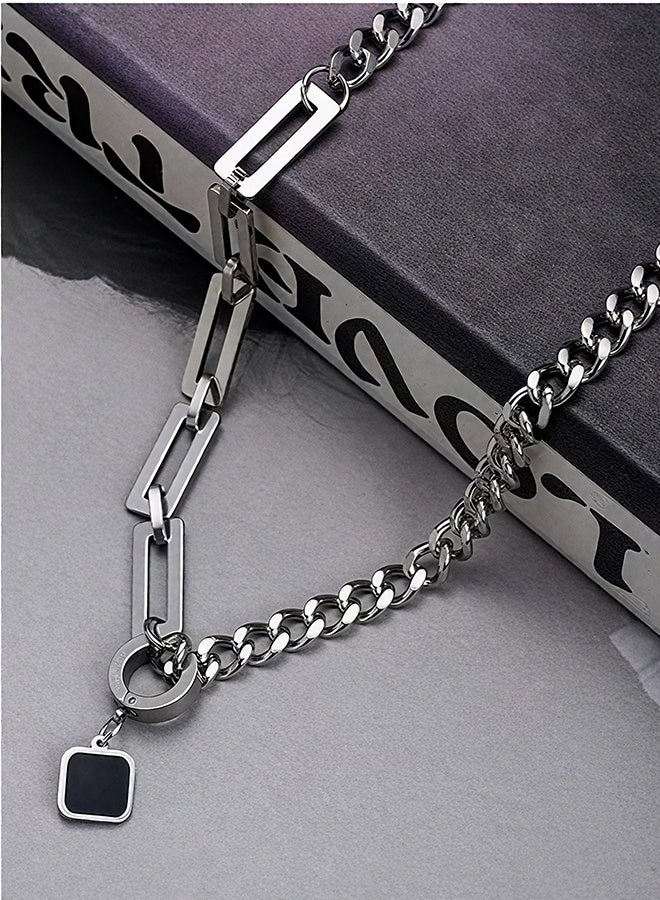 Happy D Minimalist Cuban Chain Necklace For Men, Dual Use Detachable Earnail Pendant Splicing Titanium Steel Lock Chain - Image 4