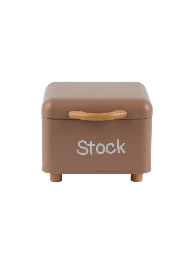 دانوب هوم Mocha Storage Containter Rubber Wood Handle 18 X 17 X 14 Cm Iron Metal Handle - Beech Wood Storage Box Food Storage For Home Kitchen Dining - Brown
