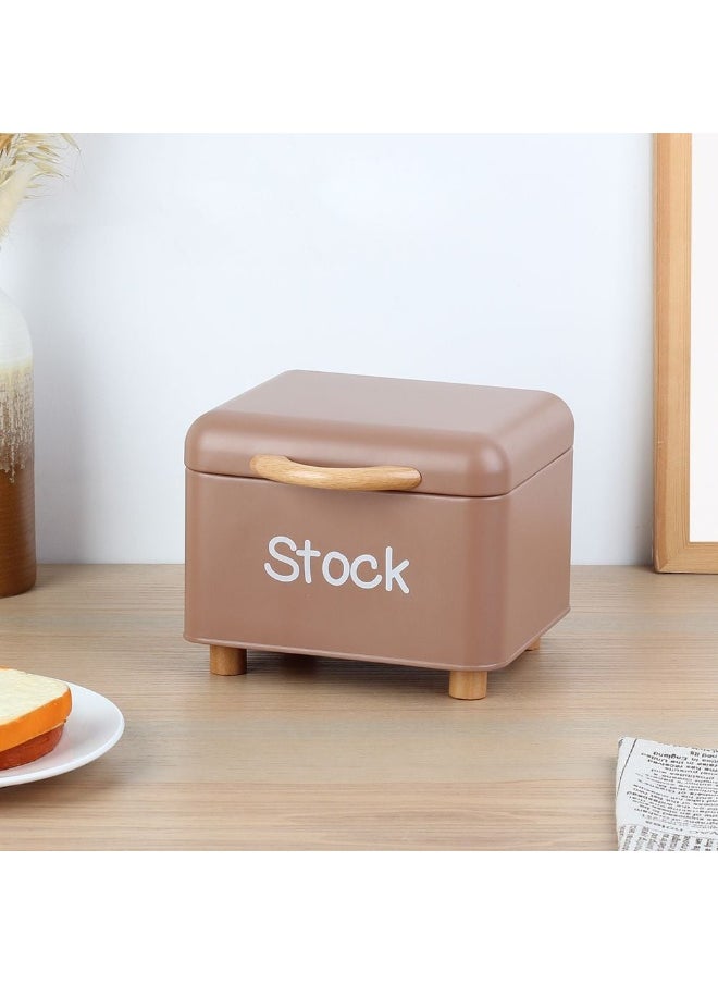 DANUBE HOME Mocha Storage Containter Rubber Wood Handle 18 X 17 X 14 Cm Iron Metal Handle - Beech Wood Storage Box Food Storage For Home Kitchen Dining - Brown  - Image 2