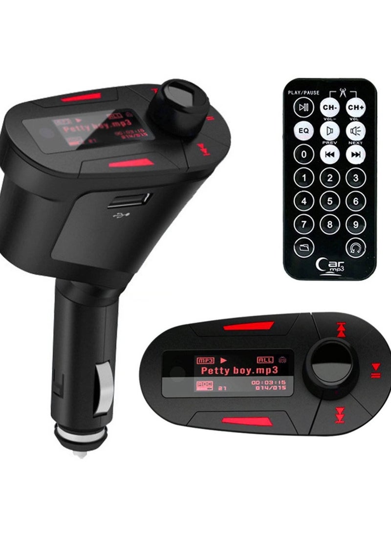 Car Kit MP3 Player Wireless FM Transmitter Modulator USB SD MMC Red LCD Remote