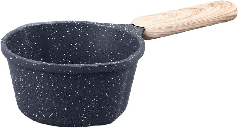 Aramox Nonstick Sauce Pan with Lid, Small Kitchen Sauce Pan 1.5QT with Wooden Handle and Pour Spouts, Medical Stone Coating for Even Heating, for Camping Travel Cooking (Black) - Image 1