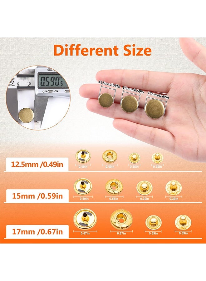 120 Set Leather Snap Fasteners Kit, 12.5mm Metal Button Snaps Press Studs with 4 Setter Tools, 6 Colors Leather Snaps for Clothes, Jackets, Jeans Wears, Bracelets, Bags - Image 5