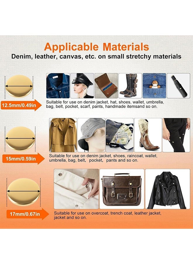 120 Set Leather Snap Fasteners Kit, 12.5mm Metal Button Snaps Press Studs with 4 Setter Tools, 6 Colors Leather Snaps for Clothes, Jackets, Jeans Wears, Bracelets, Bags - Image 3
