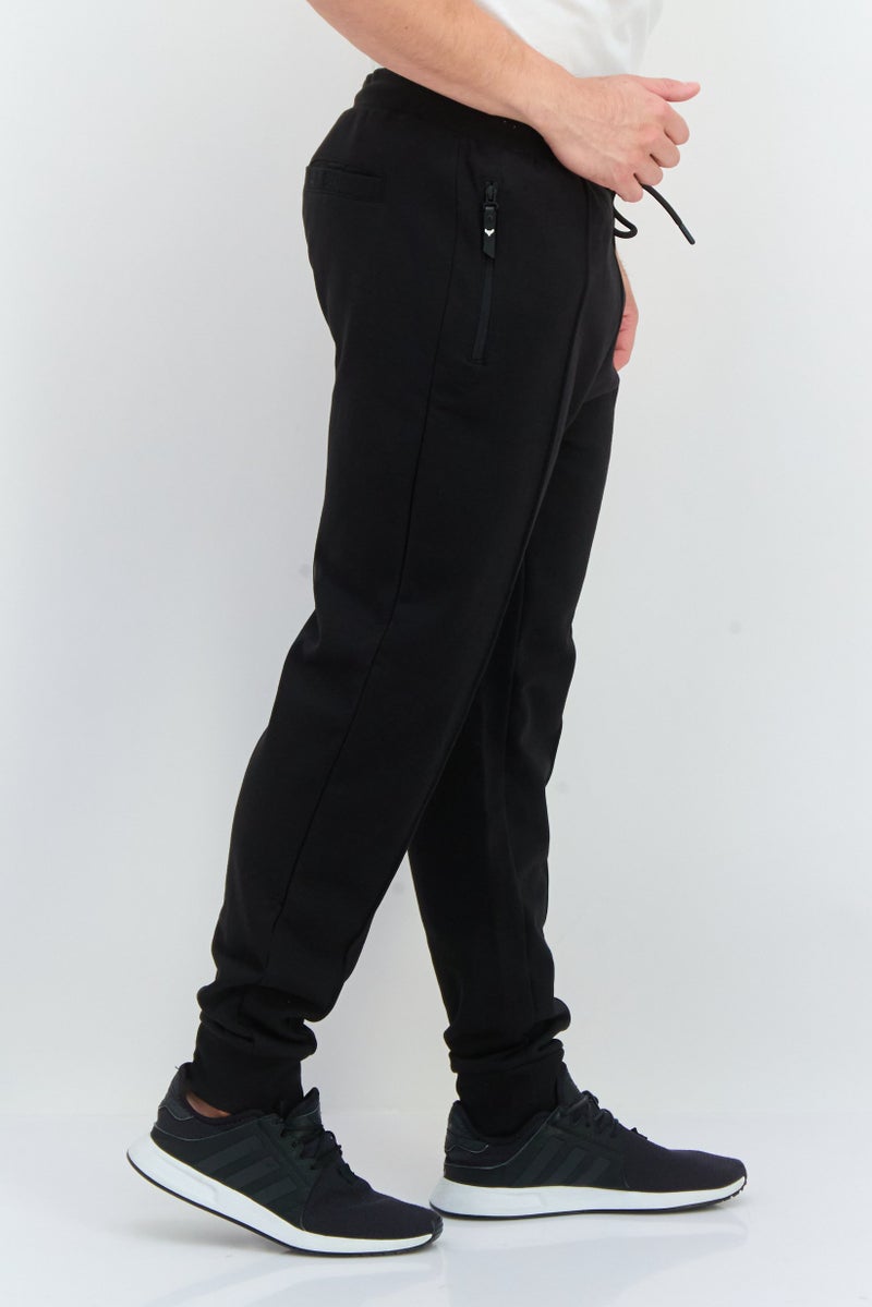 Threadbare Men Regular Fit Plain Jogger Pants, Black - Image 2