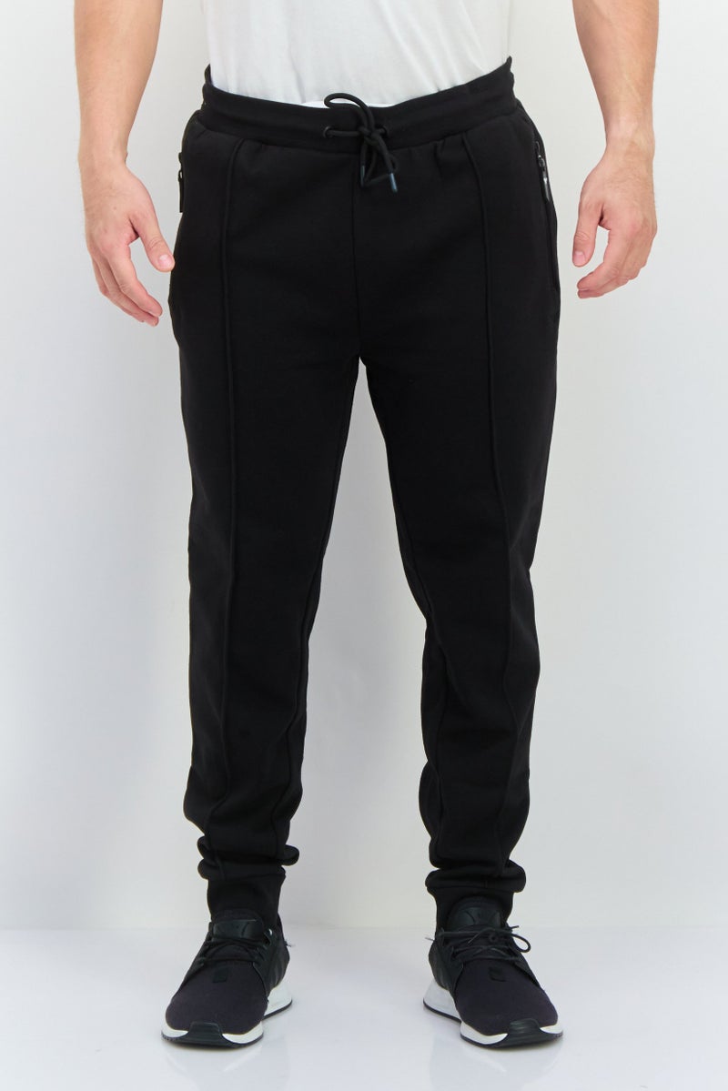 Threadbare Men Regular Fit Plain Jogger Pants, Black - Image 1