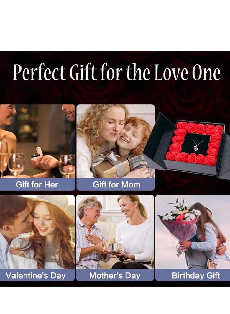 Preserved Rose Gifts Set Includes 925 Sterling Silver Necklace with Mom Design, Mother's Day Birthday Gifts - Image 3