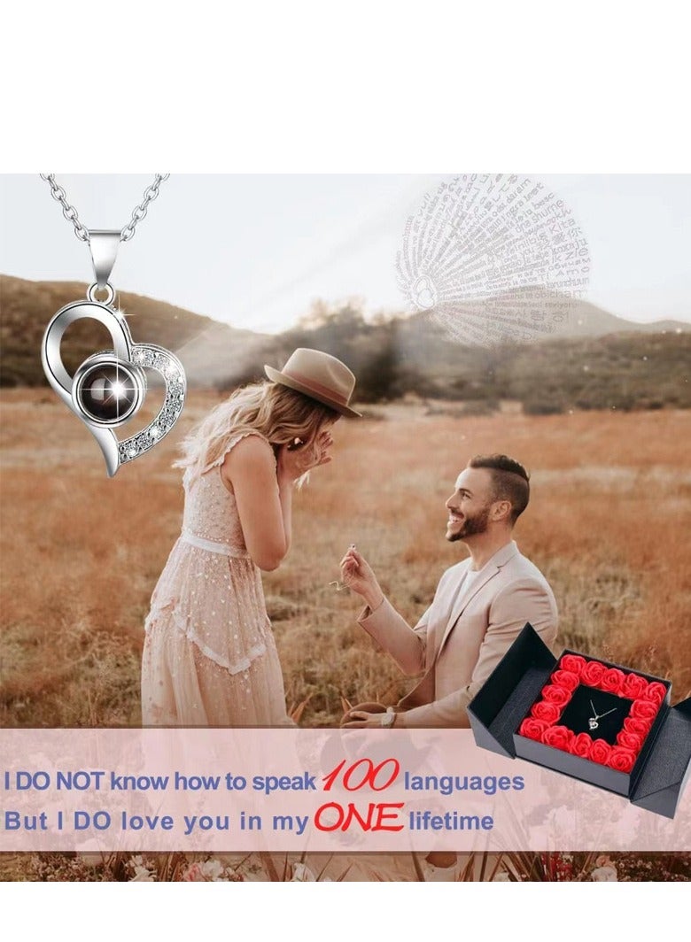 Preserved Rose Gifts Set Includes 925 Sterling Silver Necklace with Mom Design, Mother's Day Birthday Gifts - Image 5