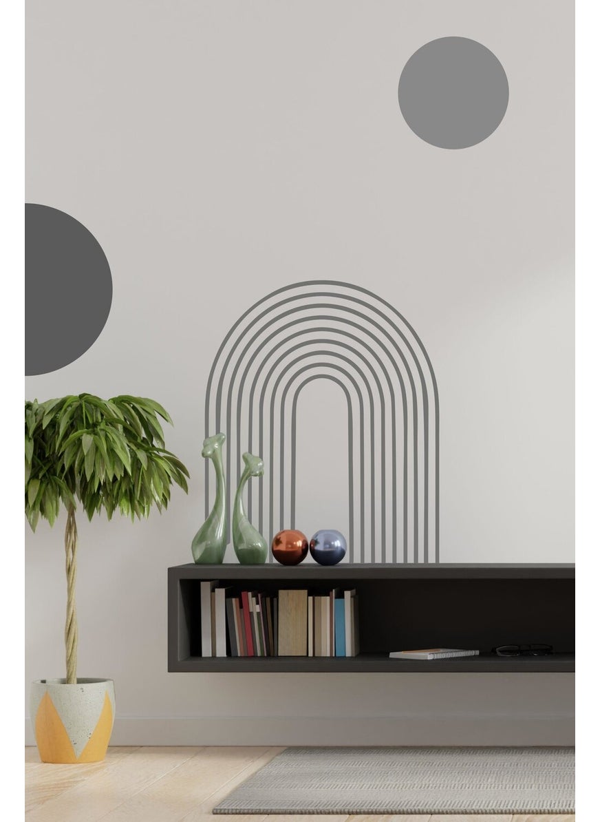 Msticker - Special Pattern Rainbow and Circles Wall Sticker Set in Gray Shades - Image 1