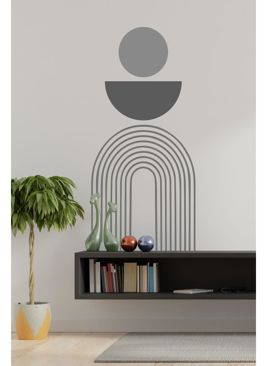 Msticker - Special Pattern Rainbow and Circles Wall Sticker Set in Gray Shades - Image 1
