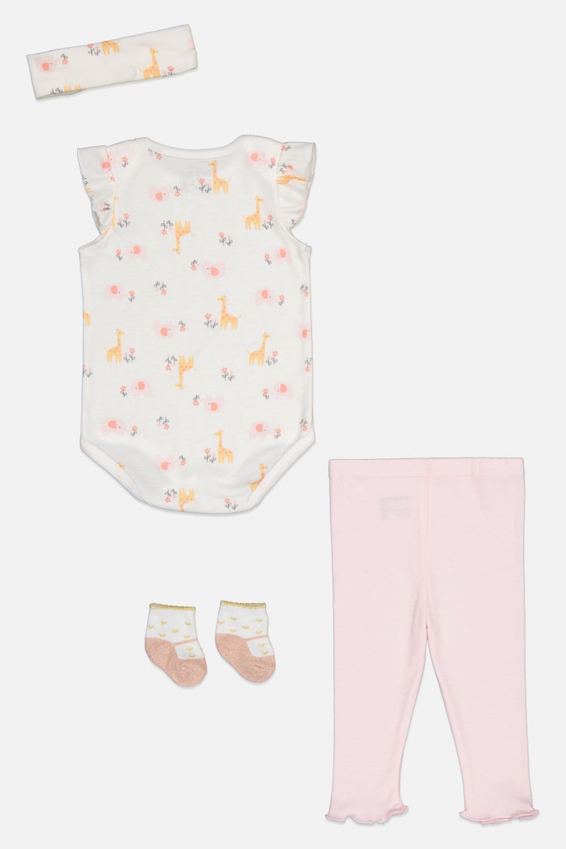 Joe Boxer Toddlers Girl 4 Pieces Romper, Pants, Socks And Headband Set, Multicolor - Image 2