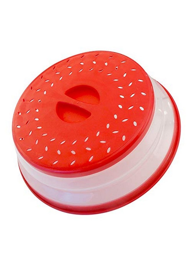 RUNZI Pack of 2 Collapsible Microwave Food Cover, Splatter Guard,Vented Microwave Lid with Hook Hole for Food,10.5inch, BPA free TPR, Dishwasher safe - Image 1