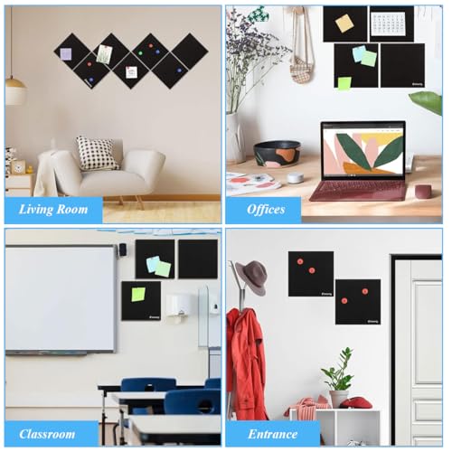 Climberty® 6Pcs Black Felt Bulletin Board 30x30cm Self-Adhesive Wall Board with 50pcs Drawing Pins Felt Message Board for Notes Photos Reminders Decoration Schedules for Office Home Dorm (Black) - Image 5