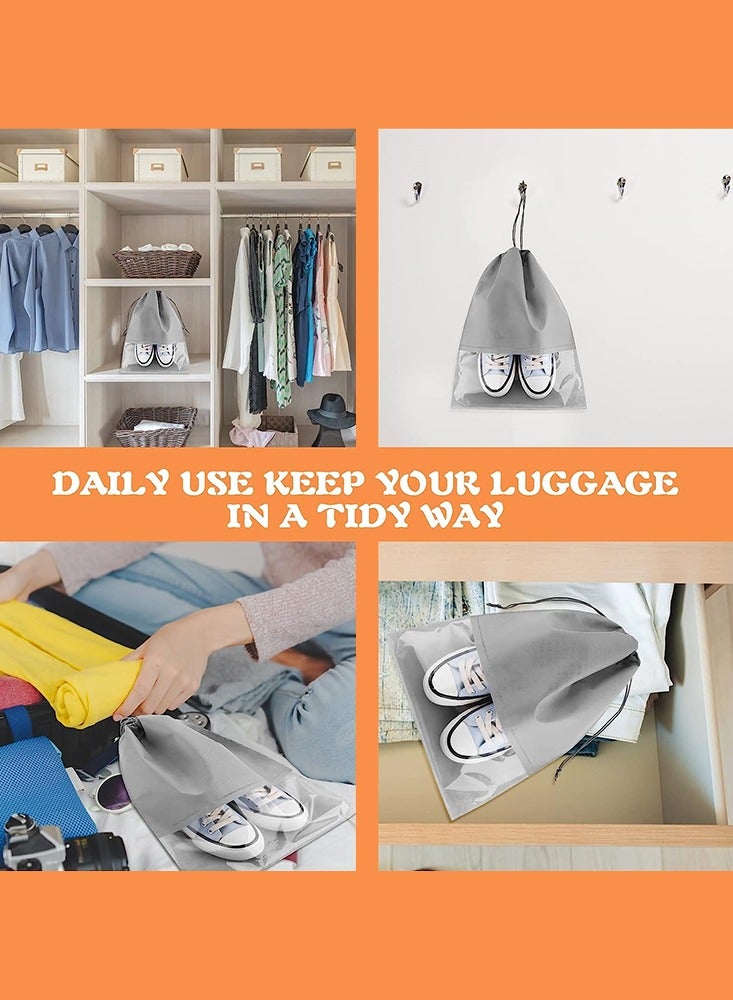 Oasisgalore Portable Grey Waterproof Travel Shoe Bags with Rope for Space-Saving Storage - Image 4