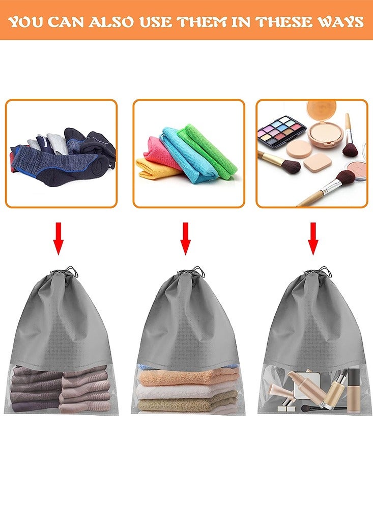 Oasisgalore Portable Grey Waterproof Travel Shoe Bags with Rope for Space-Saving Storage - Image 5