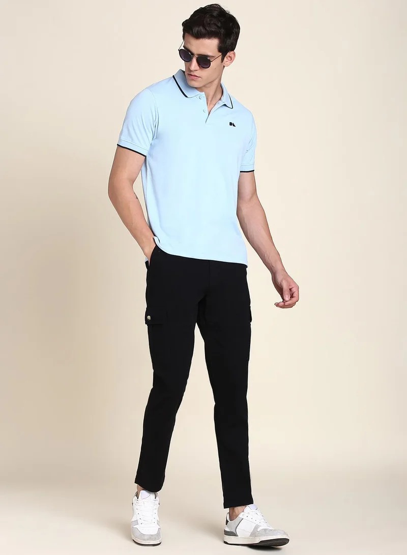 Dennis Lingo Black Casual Trousers for Men - Slim Fit, Cotton Lycra