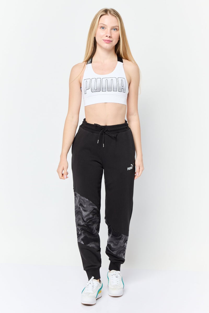 PUMA سروال رياضي نسائي للياقة البدنية بتصميم ماربل، أسود - Image 2