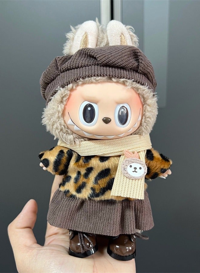 Doll Fashion Outfit Set - Labubu - Plush Top and Casual Skirt Cute Changeable Clothes Accessory 17cm （Only clothes）