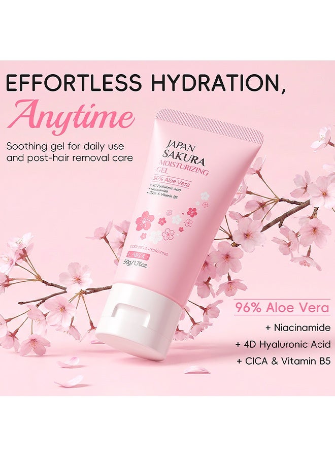 Laikou Soothing Sakura Aloe Vera Gel, Fast-Absorbing Hydration for Dry, Sensitive or Sun-Exposed Skin, Infused with Niacinamide for a Glowing Finish 50g - Image 2