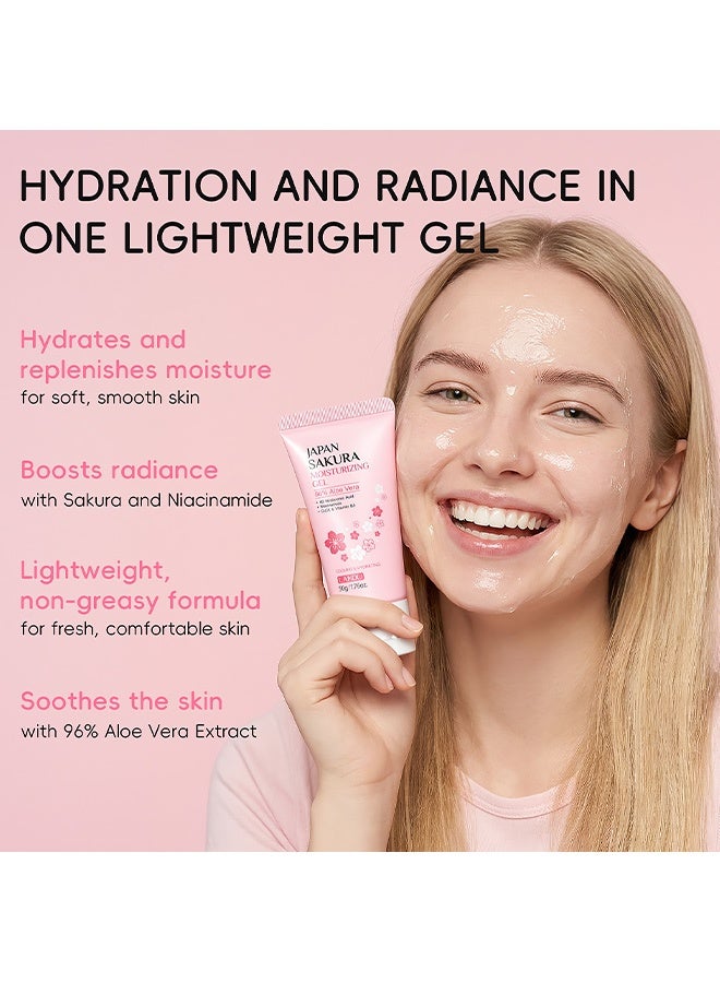 Laikou Soothing Sakura Aloe Vera Gel, Fast-Absorbing Hydration for Dry, Sensitive or Sun-Exposed Skin, Infused with Niacinamide for a Glowing Finish 50g - Image 3