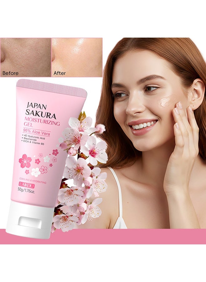 Laikou Soothing Sakura Aloe Vera Gel, Fast-Absorbing Hydration for Dry, Sensitive or Sun-Exposed Skin, Infused with Niacinamide for a Glowing Finish 50g - Image 1