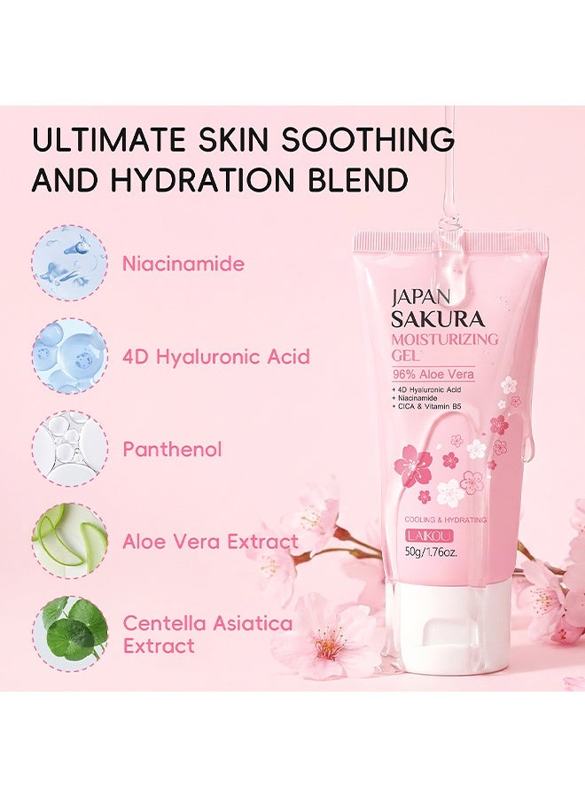 Laikou Soothing Sakura Aloe Vera Gel, Fast-Absorbing Hydration for Dry, Sensitive or Sun-Exposed Skin, Infused with Niacinamide for a Glowing Finish 50g - Image 4