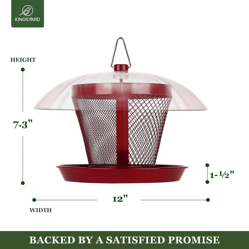 Kingsyard Bird Feeder for Outside, Dual-Use Metal Mesh Wild Bird Feeder with Weatherproof Dome Dual, 2.5 lbs Seed Capacity for Finch Cardinal - Image 3