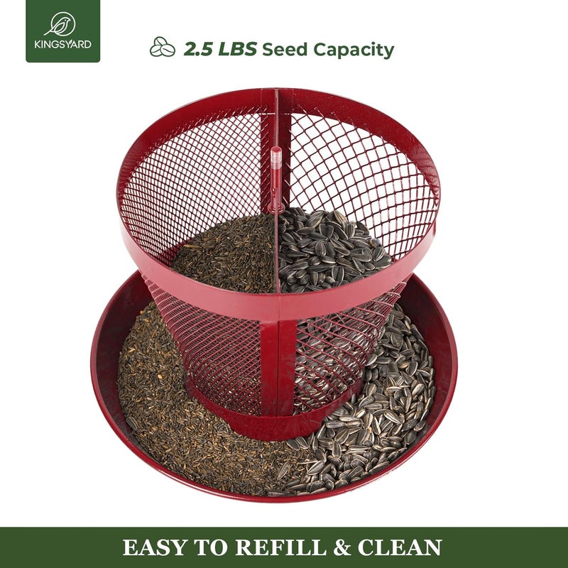 Kingsyard Bird Feeder for Outside, Dual-Use Metal Mesh Wild Bird Feeder with Weatherproof Dome Dual, 2.5 lbs Seed Capacity for Finch Cardinal - Image 5