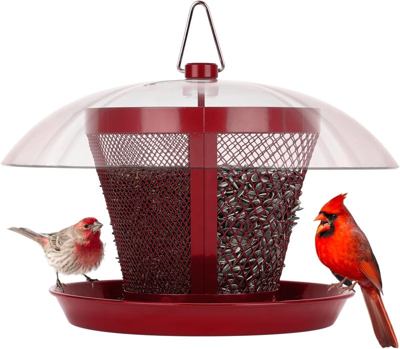 Kingsyard Bird Feeder for Outside, Dual-Use Metal Mesh Wild Bird Feeder with Weatherproof Dome Dual, 2.5 lbs Seed Capacity for Finch Cardinal - Image 1