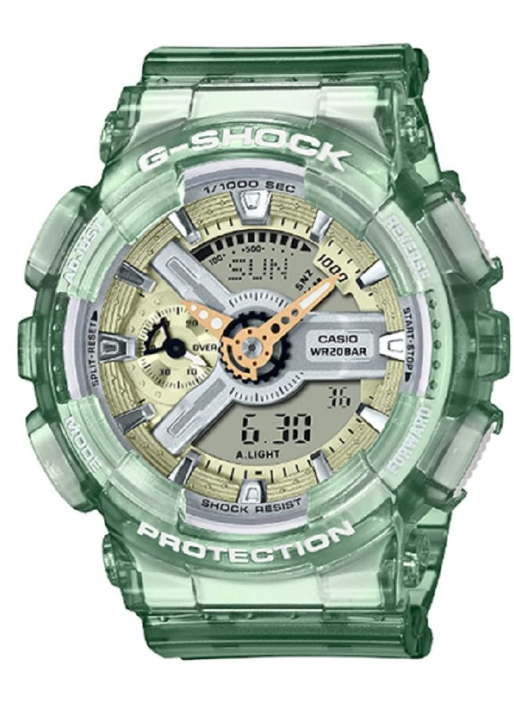 Casio Women Watch G-Shock Analog Digital Gold Dial Resin Band GMA-S110GS-3ADR. - Image 1