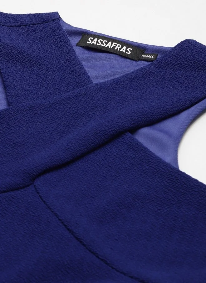 SASSAFRAS Blue Halter Neck Crop Top for Women