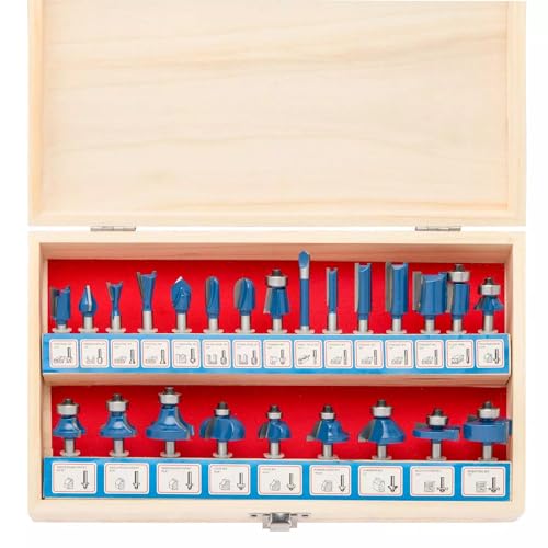 HILTEX 10108 Tungsten Carbide Router Bit Set, Woodworking Tools and Accessories, 1/4-Inch Shank, 24-Piece Set - Image 1