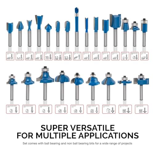 HILTEX 10108 Tungsten Carbide Router Bit Set, Woodworking Tools and Accessories, 1/4-Inch Shank, 24-Piece Set - Image 3